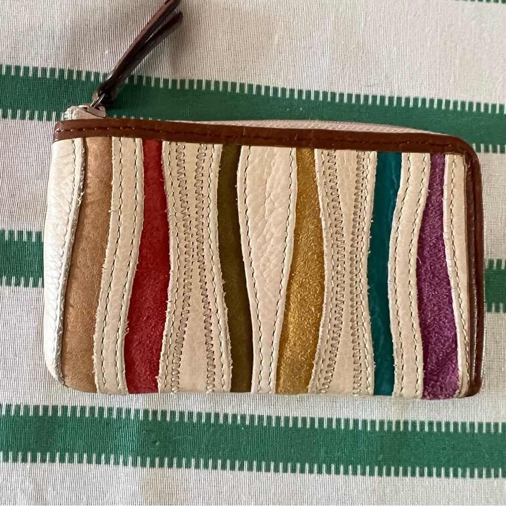 Fossil vintage leather patchwork key-per change purse
